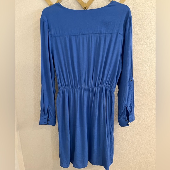 Anthropologie Maeve Lene Crepe Wrap Dress Blue Large - Picture 7 of 8